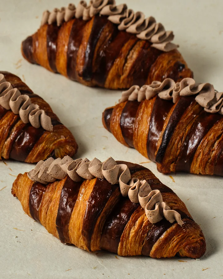 Chocolate-filled croissants from Monde, shot for the brand