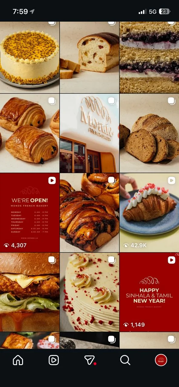 More of the Monde Instagram grid, product and campaign posts